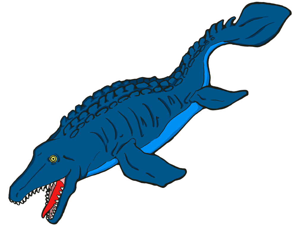 海に進出したトカゲやヘビのなかまモササウルス『すけすけ恐竜骨ぬりえずかん』