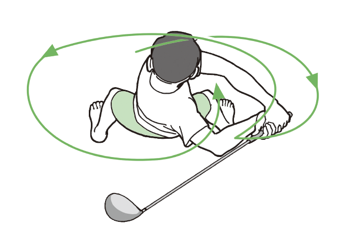 頭上から見たクラブの動き2『ゴルフ当たる！飛ばせる！スウィング解剖図鑑 イラストでわかる身体とクラブの正確な使い方』