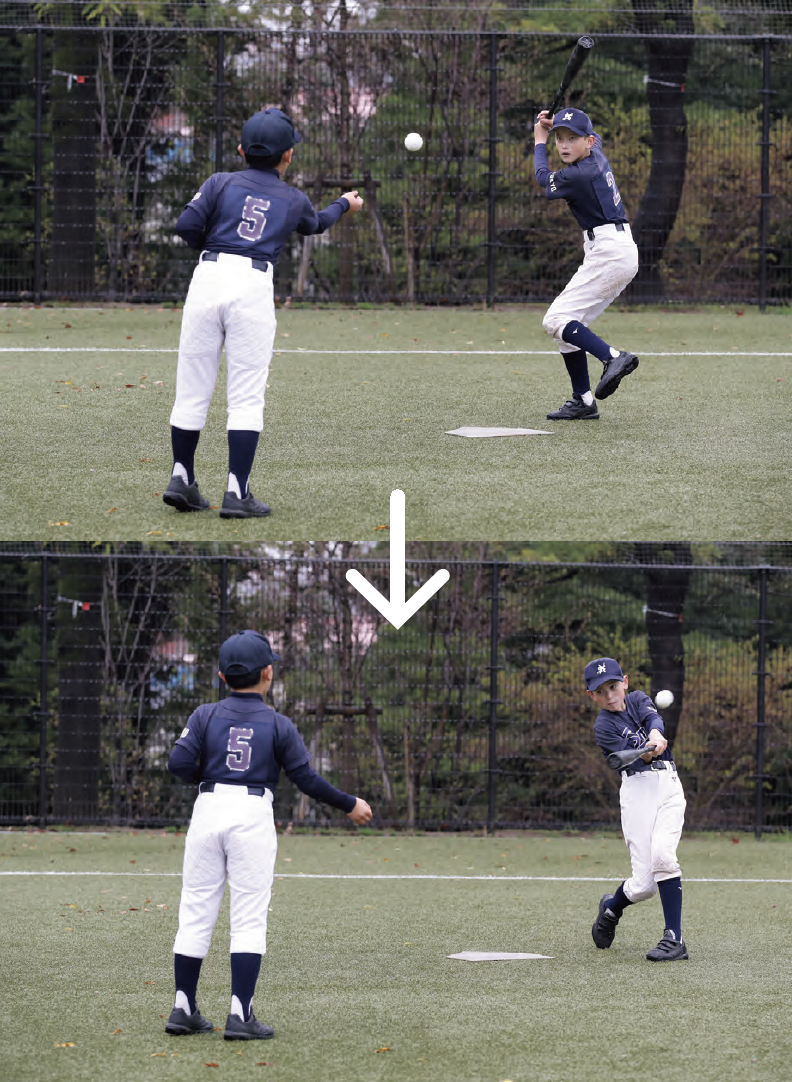 ティーバッティング（トス）『少年野球　デキる選手はやっている「打つ・走る・投げる・守る」』
