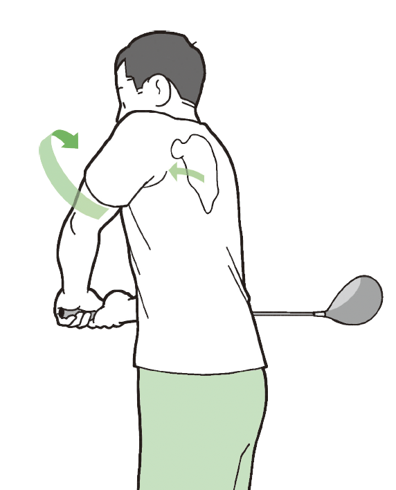 腕のねじれで肩甲骨が動く『ゴルフ当たる！飛ばせる！スウィング解剖図鑑 イラストでわかる身体とクラブの正確な使い方』