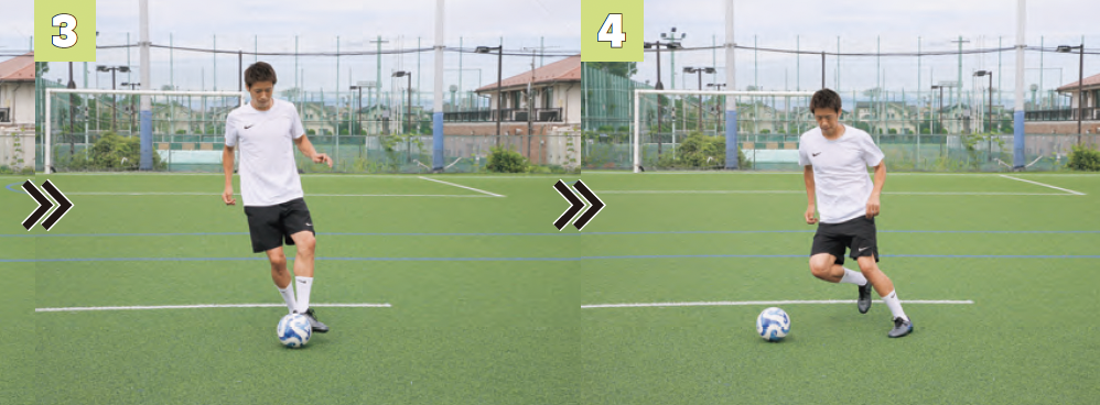 ボールを横に動かすトラップ2『サッカー 局面を打開する デキる選手の動き方』