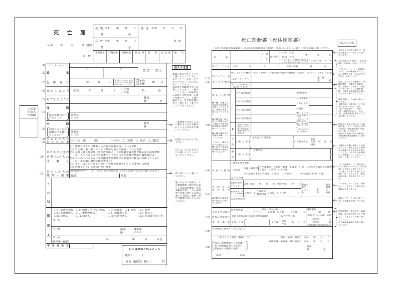 死亡届の見本【増補改訂版 身内が亡くなった時の手続きハンドブック】