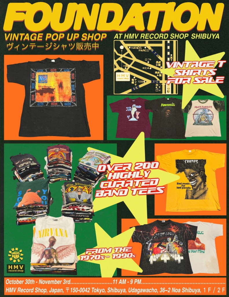 渋谷に奇跡の約200枚】70〜90年代の超希少ヴィンテージバンドTシャツが