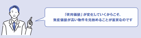 「使用価値」が変化していくからこそ、資産価値が高い物件を見極めることが重要なのです